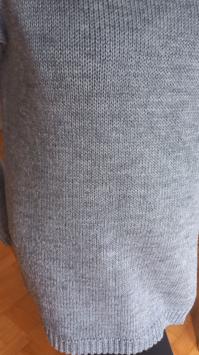 Kardigan, sweter, narzutka r.Uni SZARY stan BDB akryl / wełna