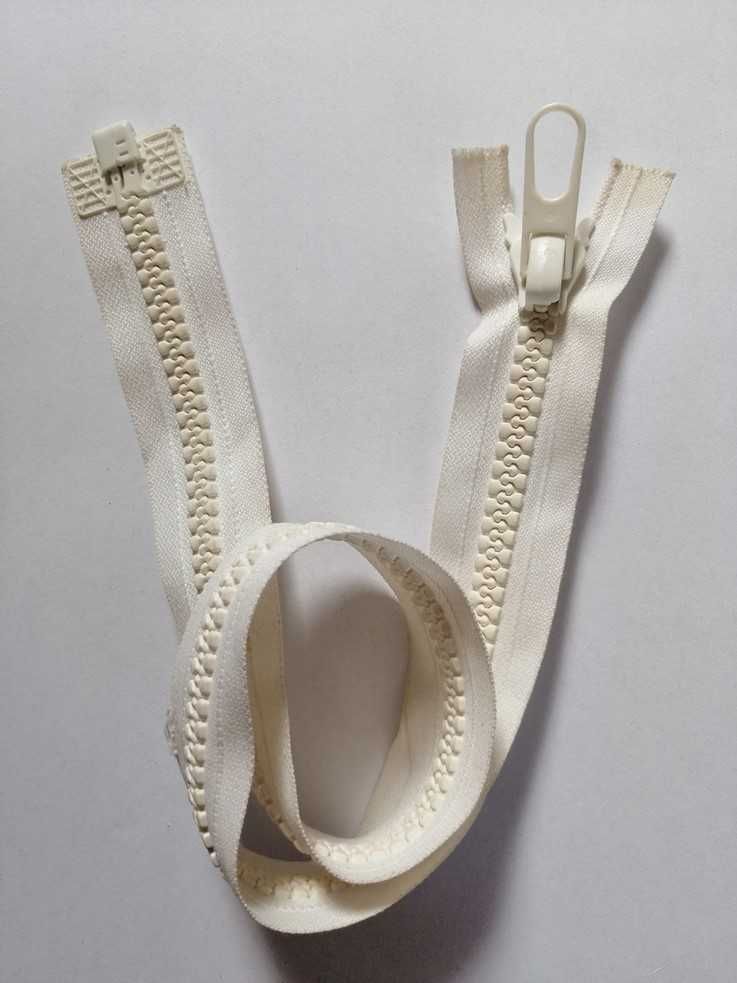 Suwak / zamek błyskawiczny, kostka, biały, nierozdzielczy. 60 cm. Nowy