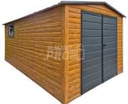 Garaż blaszany 3x4m Brama - okno  drewnopodobny  Dach dwuspadowy GP580
