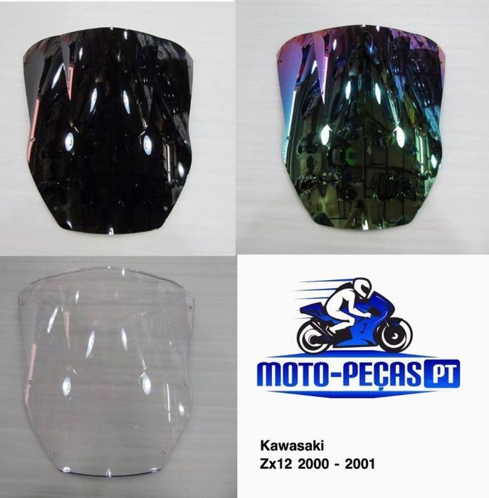 viseira nova kawasaki ninja zx12r ano 2000 ate 2001 zx12 zx-12r   vidro bolha