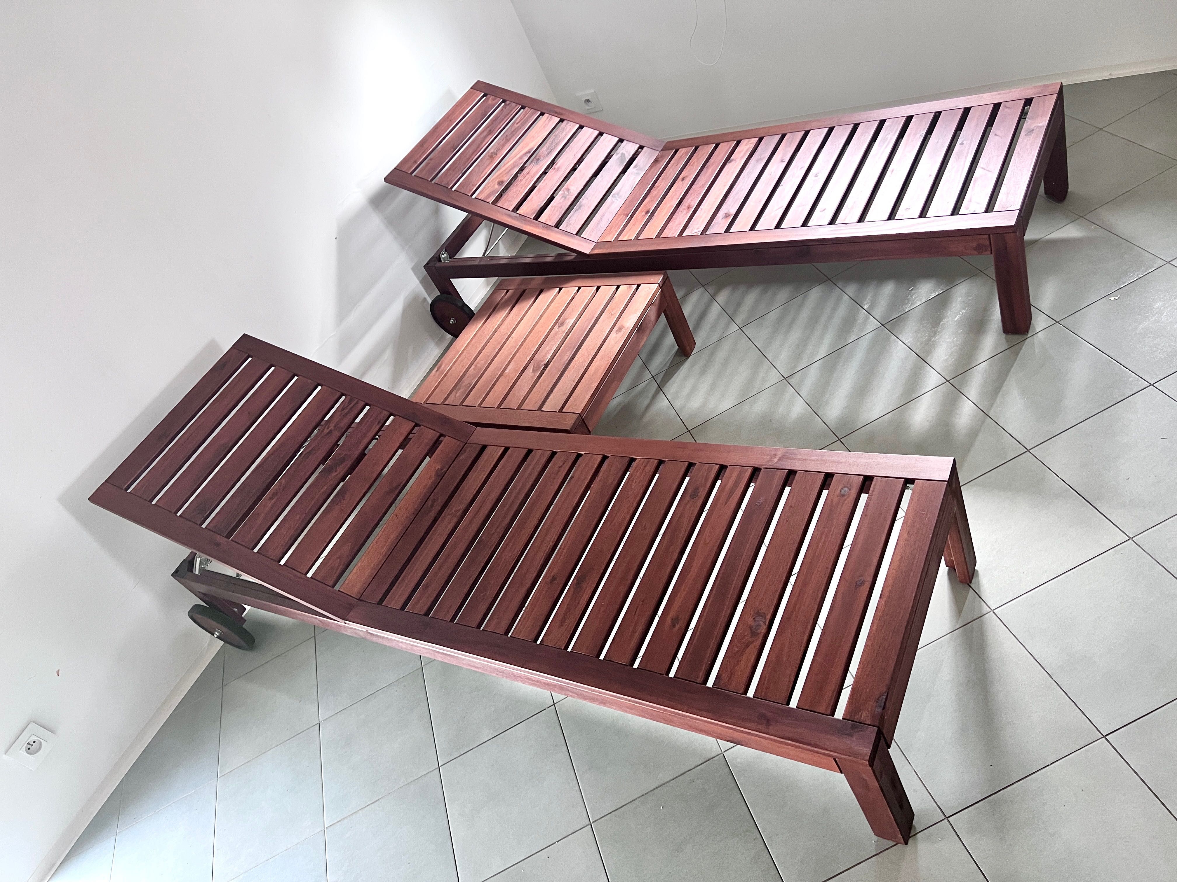 Zestaw 3szt leżaki i stolik Ikea Applaro regulowane oparcie ogrodowe