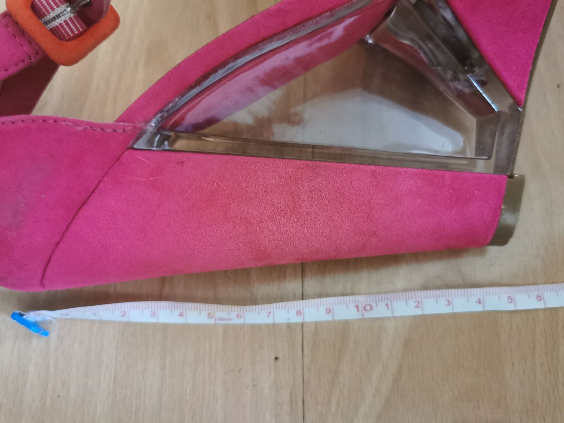 Różowe pomarańczowe platformy sandały damskie buty neonowe centro 38