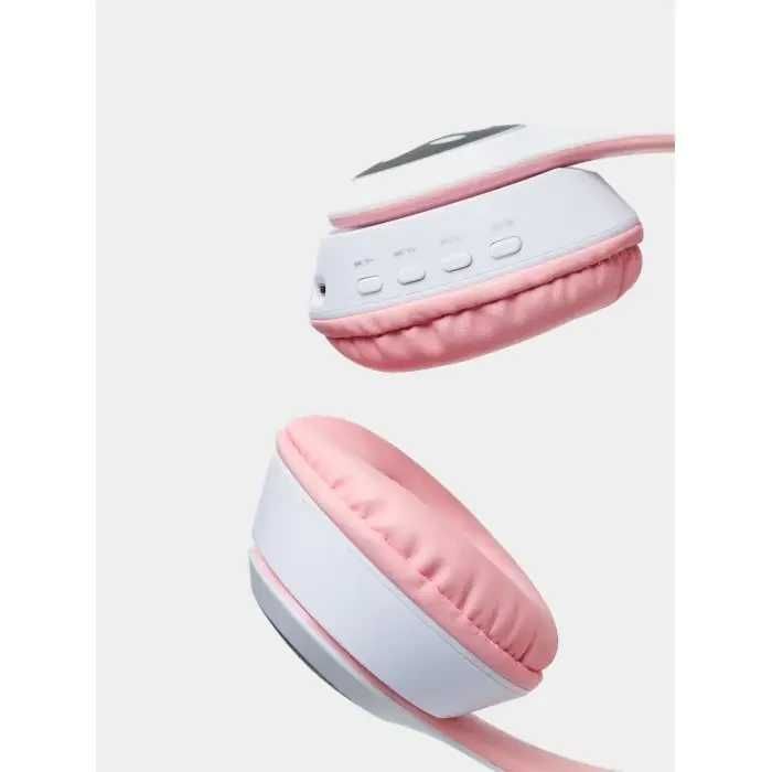 Навушники з вушками котика бездротові з RGB підсвіткою FM радіо