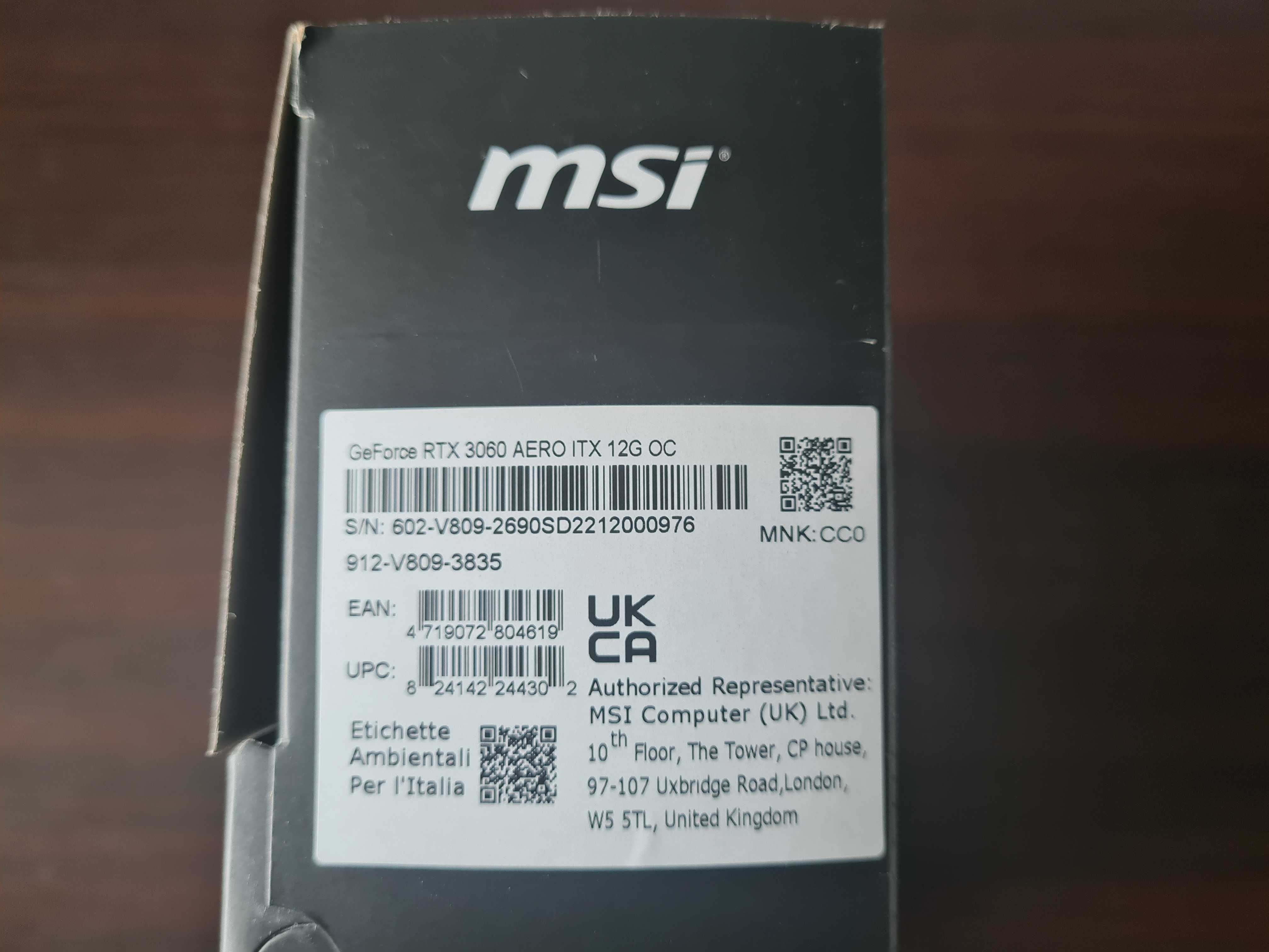 Відеокарта MSI GeForce RTX 3060 AERO ITX OC