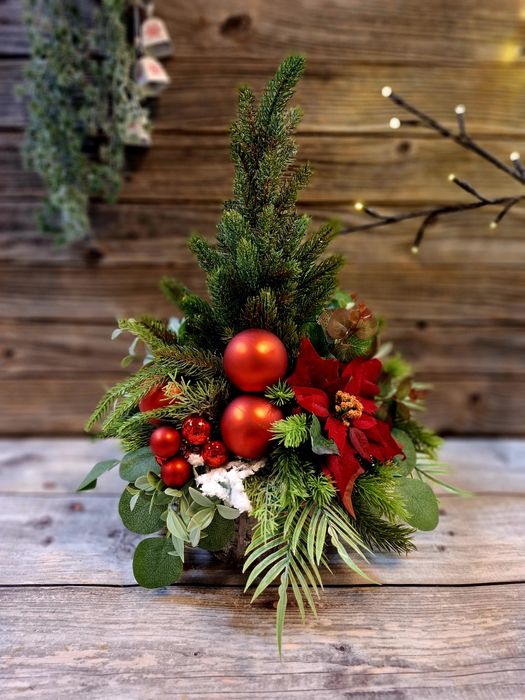 Stroik świąteczny zimowy na cmentarz nagrobek