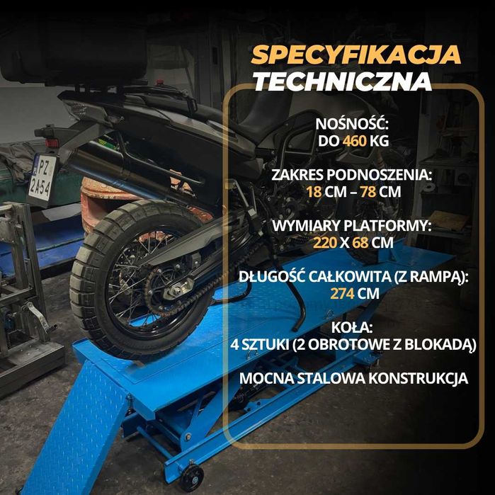podnośnik motocyklowy hydrauliczny podnośnik do motocykla 460kg