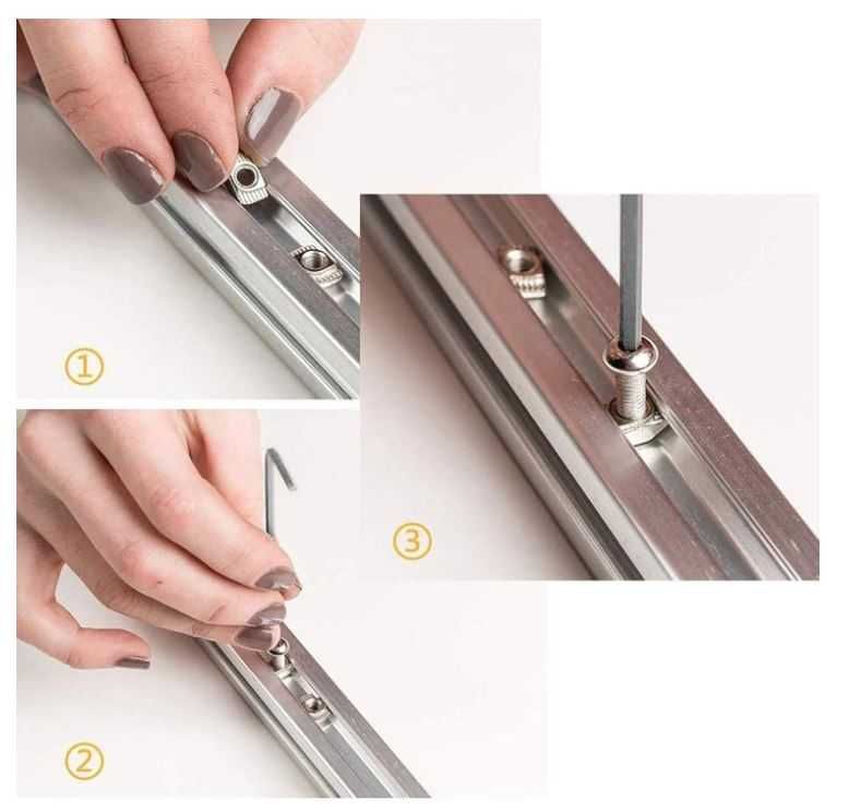 Zestaw 100 nakrętek młotkowych do profili aluminiowych M8, M6