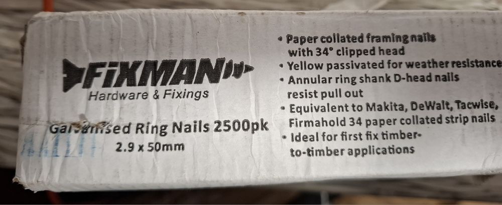 Gwoździe do gwoździarki łączone papierem 2.9x50mm Fixman 5000 szt