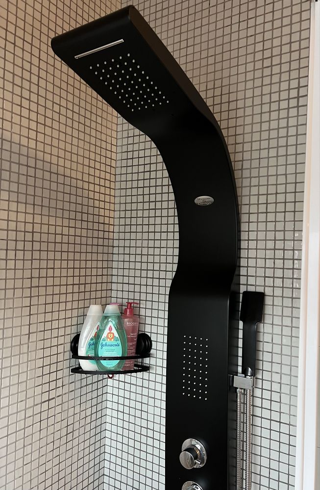 Coluna de duche de hidromassagem preta
