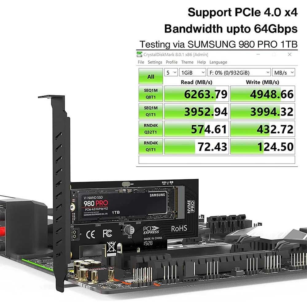 ZoRax NVME Pro адаптер M.2 SSD to PCIe для ССД диска