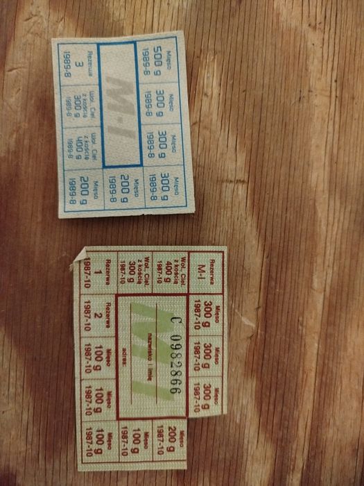 Kartki na mięso prl