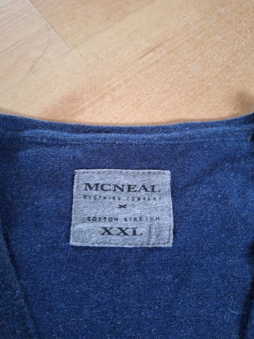 Męski sweter w serek granatowy niebieski XXL XL