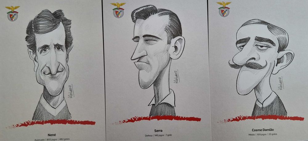 Benfica (figuras históricas) - 12 selos + 12 postais - 1ª série (novo)