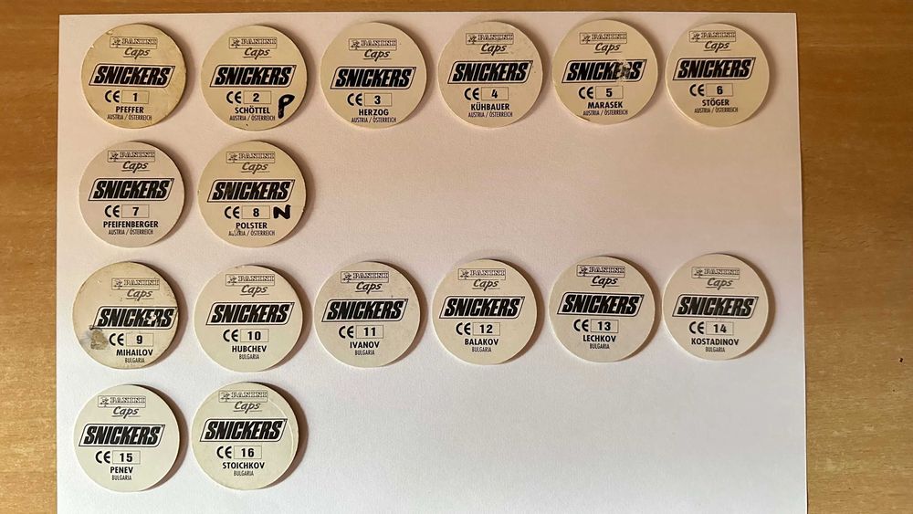 Panini Caps Snickers Euro 96 England [cała kolekcja 96 kapsli] oferta2