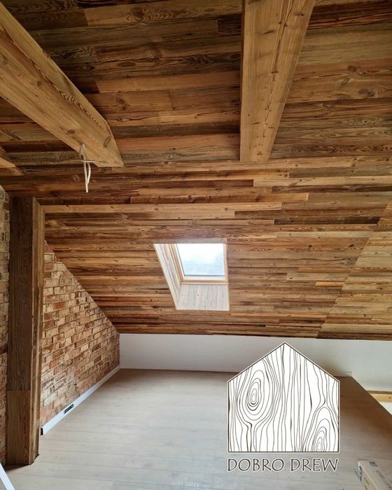 stare deski na ścianę lamele naturalne panele ścienne sufit  boho loft