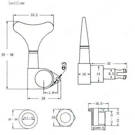 Klucze do gitary basowej jednostronne prawe (R) QFB-4P-BA-BK (4)