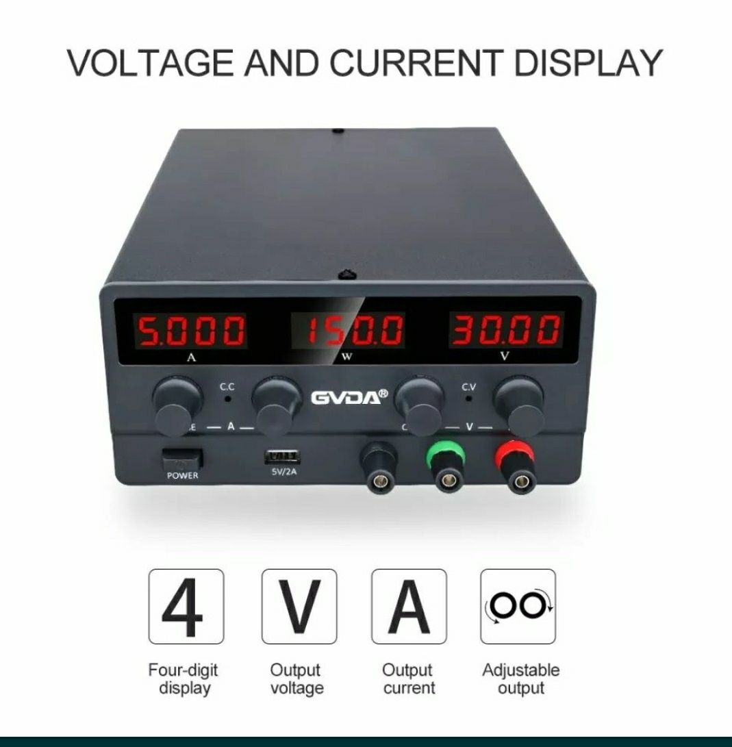 Лабораторный регулируемый блок питания 30В/10А USB DC напряжения GVDA.