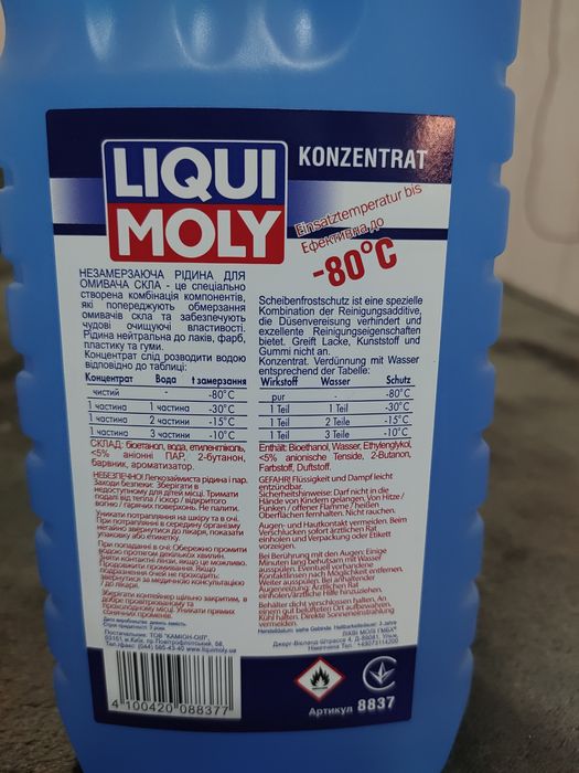Зимний концентрат стеклоомывателя для авто Liqui Moly Scheiben -80C 1