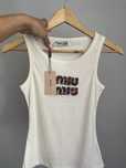 Top Miu Miu bialy brokatowy napis S