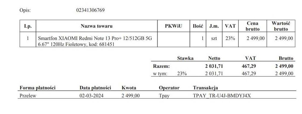 Xiaomi Redmi Note 13 Pro Plus 12/512 GWARANCJA 03.2026