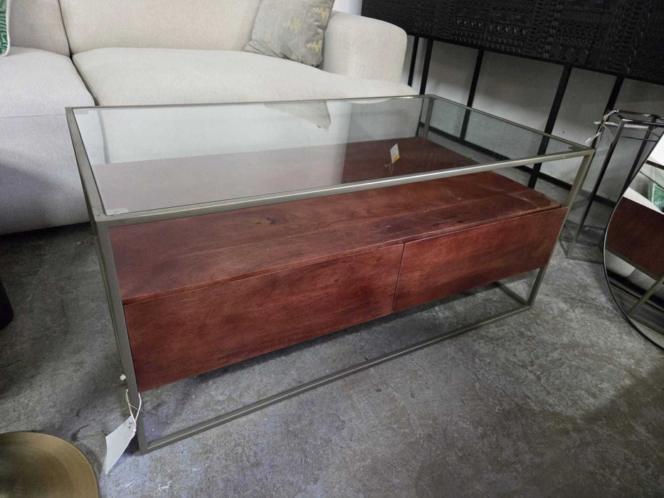 Nowy Stolik kawowy szuflady brąz westwing Theodor z Outletu