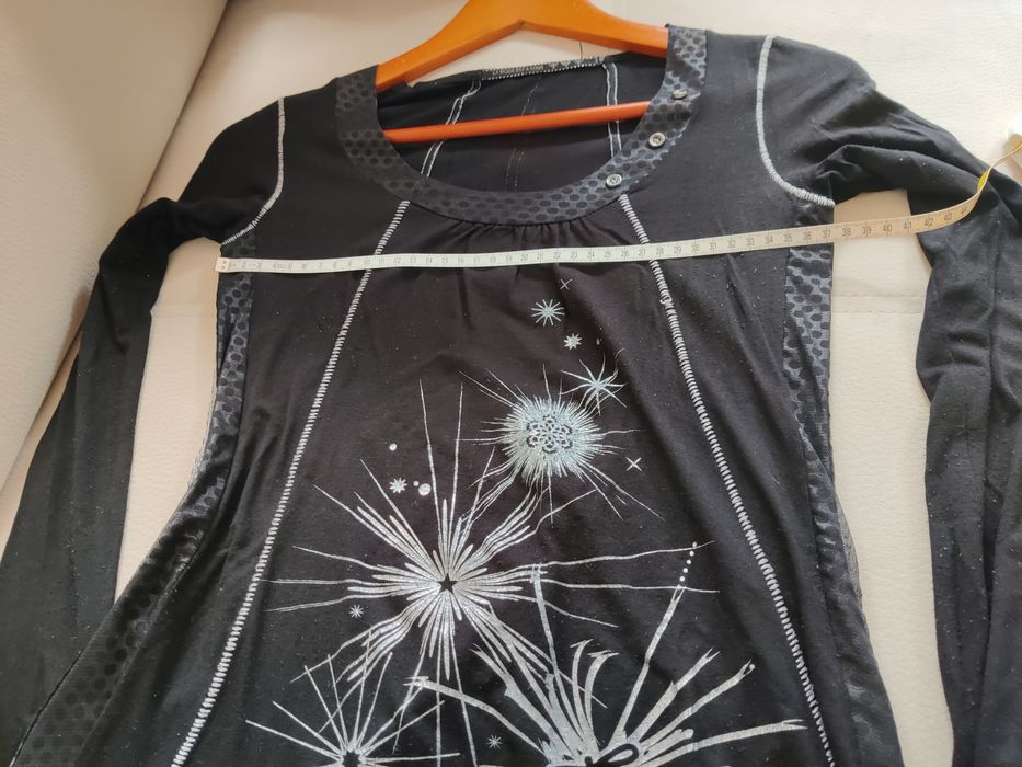 T-shirt, túnica, manga comprida, preta, La Mode est à Vous, 36