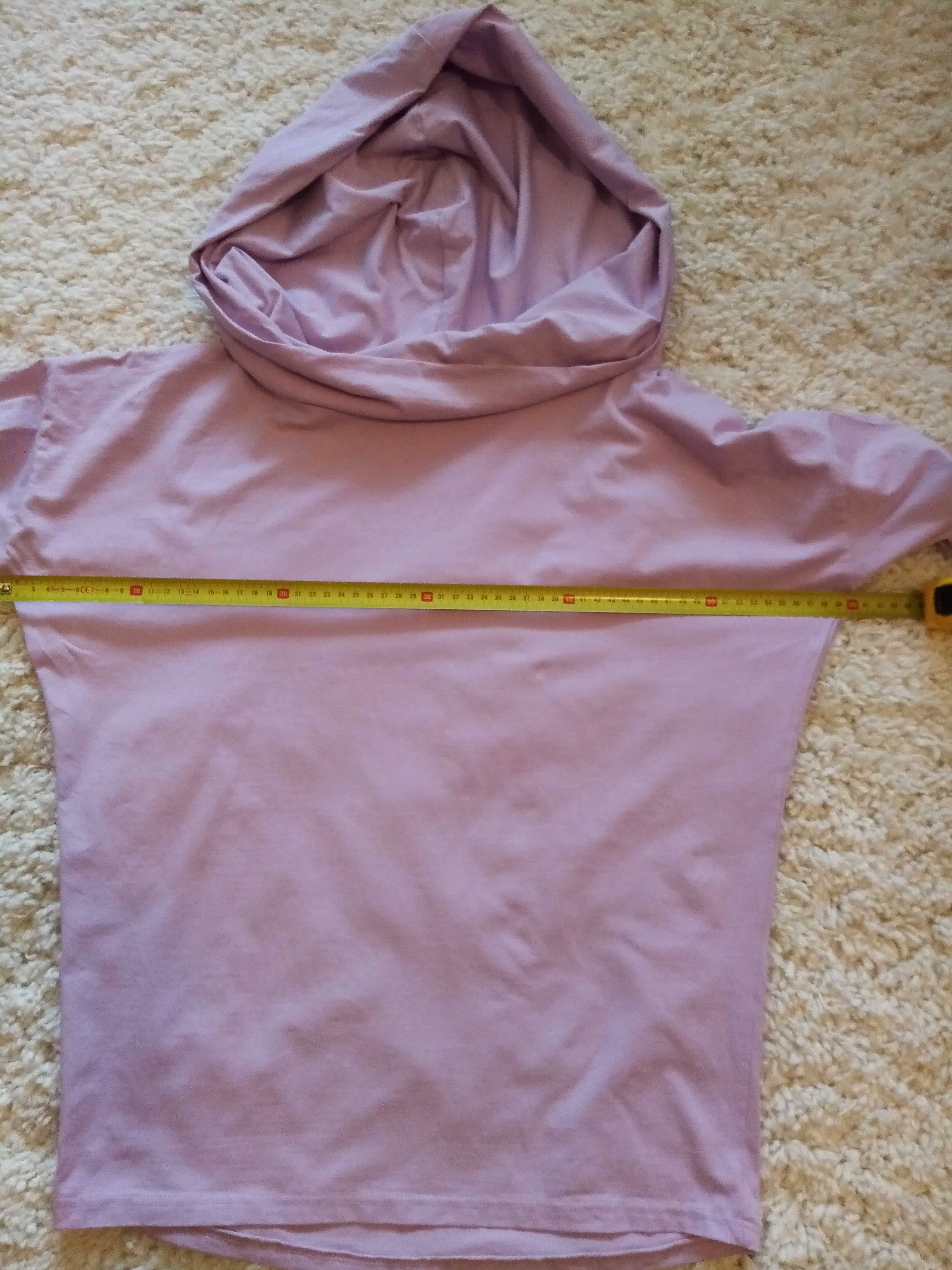 Bluzka bluza liliowa kaptur S M handmade vintage boho