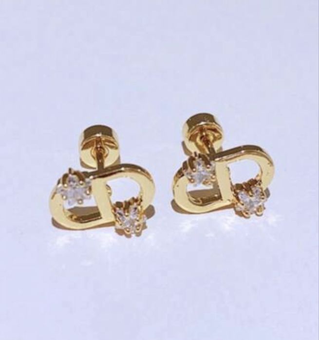 Mini Kolczyki Petit CD Złote metalowe i srebrne kryształy