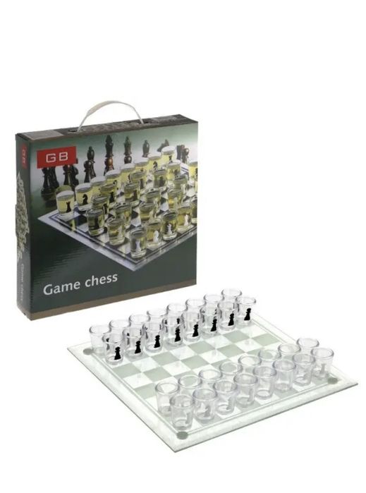 Алкогольні шахи чарки "П'яні шахи" скляна дошка