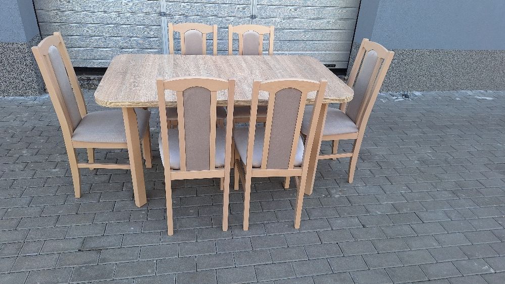 Nowe: Stół rozkładany + 6 krzeseł,sonoma+latte, dostawa cała POLSKA