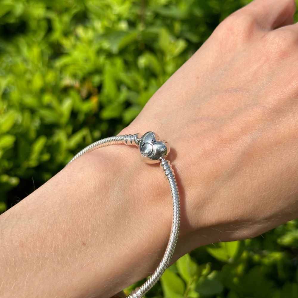 Срібний браслет «Серце» в стилі Пандора