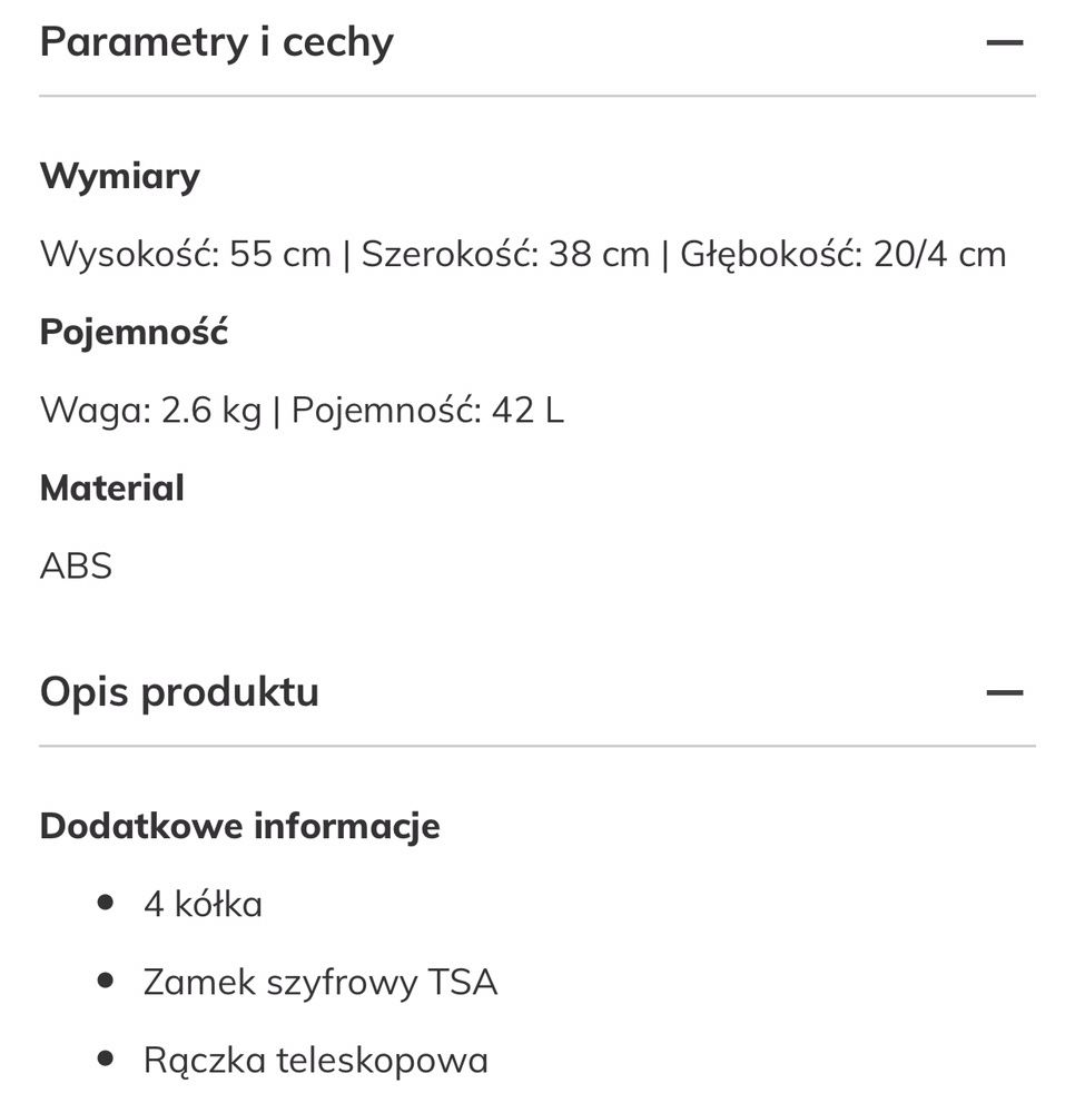 Twarda Walizka poszerzana 4 kola 360 kabinowa
