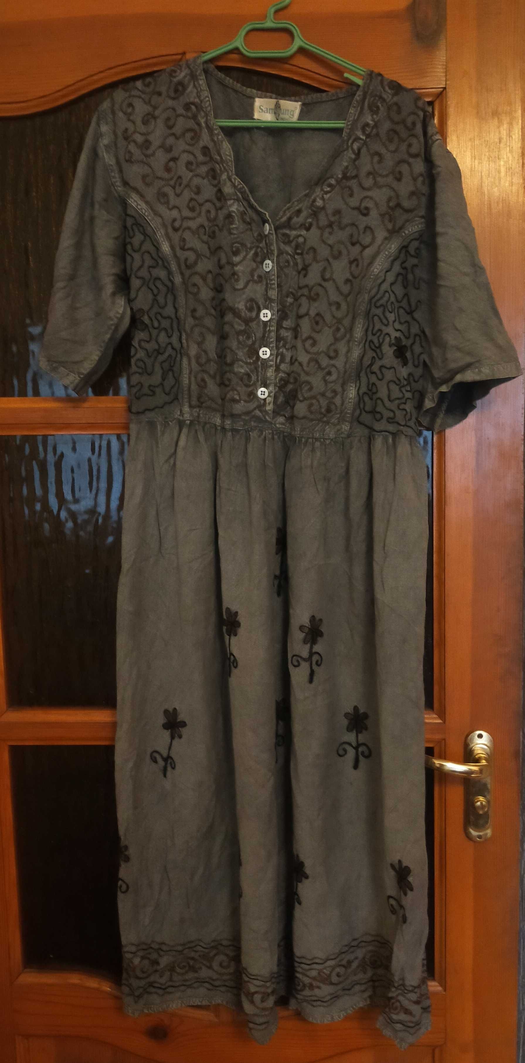 Платье черно серое с геометрическим рисунком, літні сукні Індія.
