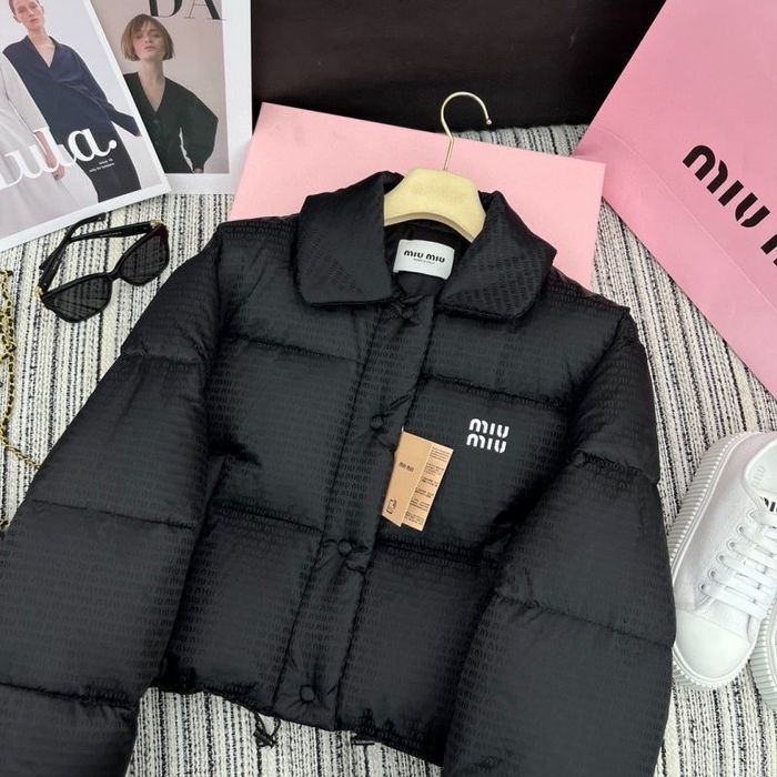 Куртка пуховик Miu Miu миу міу чорна бежева черная