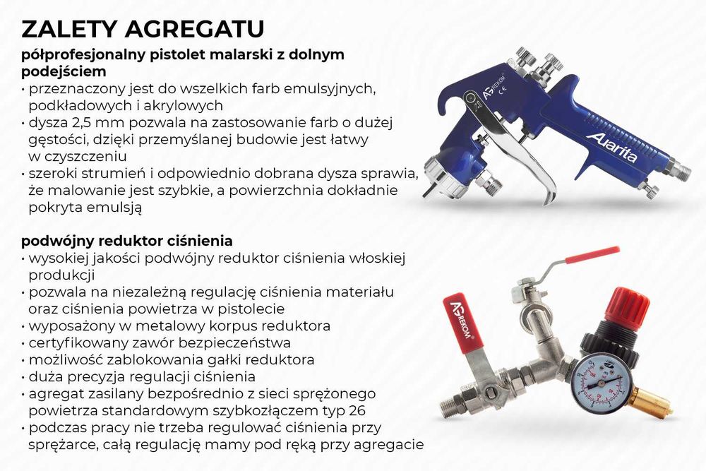 AGREGAT PISTOLET do malowania natryskowego Agrekom farba bielenie