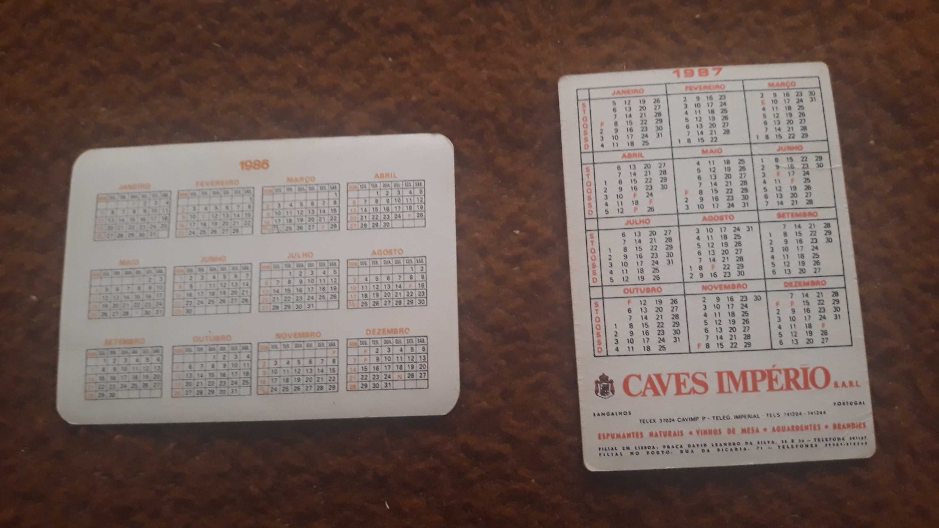 Calendários de bolso - lote 2 / 4 - portes incluídos