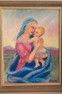 Madonna z dzieciątkiem. Obraz olejny na płótnie. Pochodzi ze Szwecji