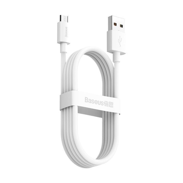 Kabel Micro Usb Do Usb Baseus Simple Wisdom, 2.1A, 1.5M (Biały) 2Szt.