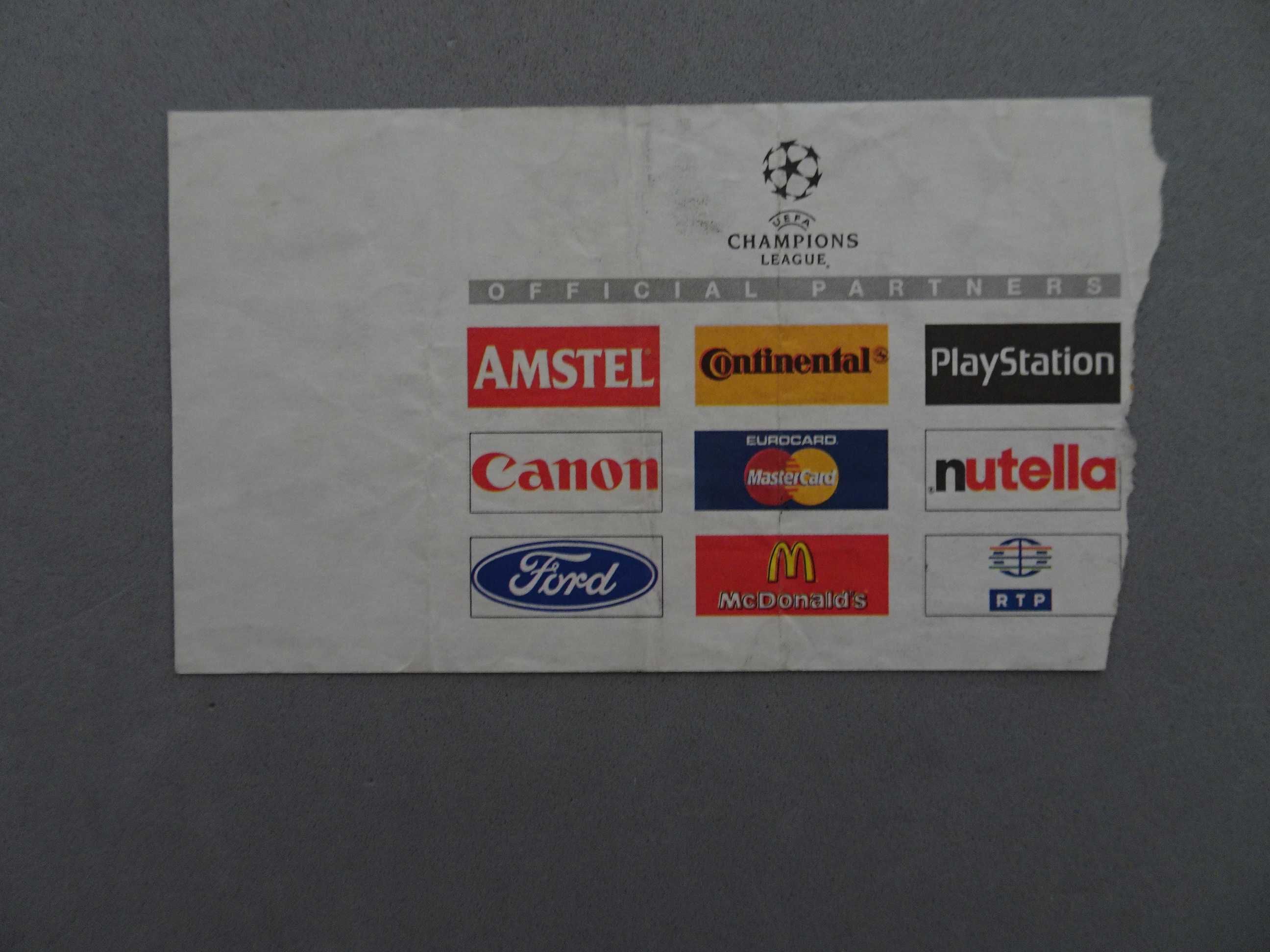 Bilhete futebol Sporting Bayer Leverkusen Champions League Out 1997