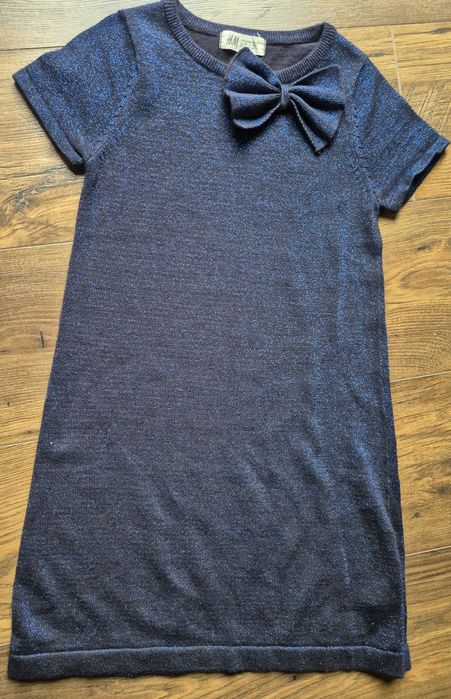 H&M sukienka granatowym brokat 6-8lat bdb