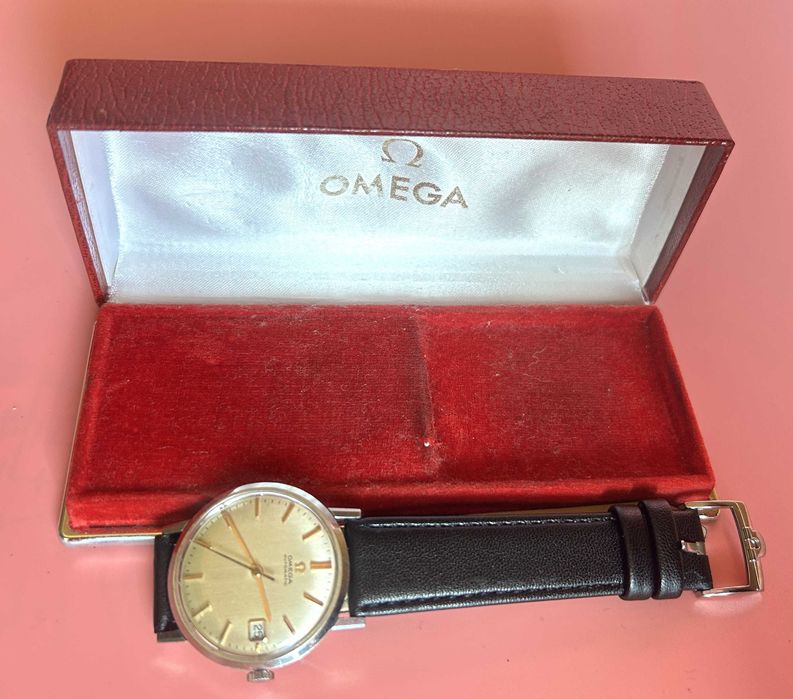 Zegarek „OMEGA AUTOMATIC” 24 JEWELS + pudełko. Lata 60 ubiegłego wieku