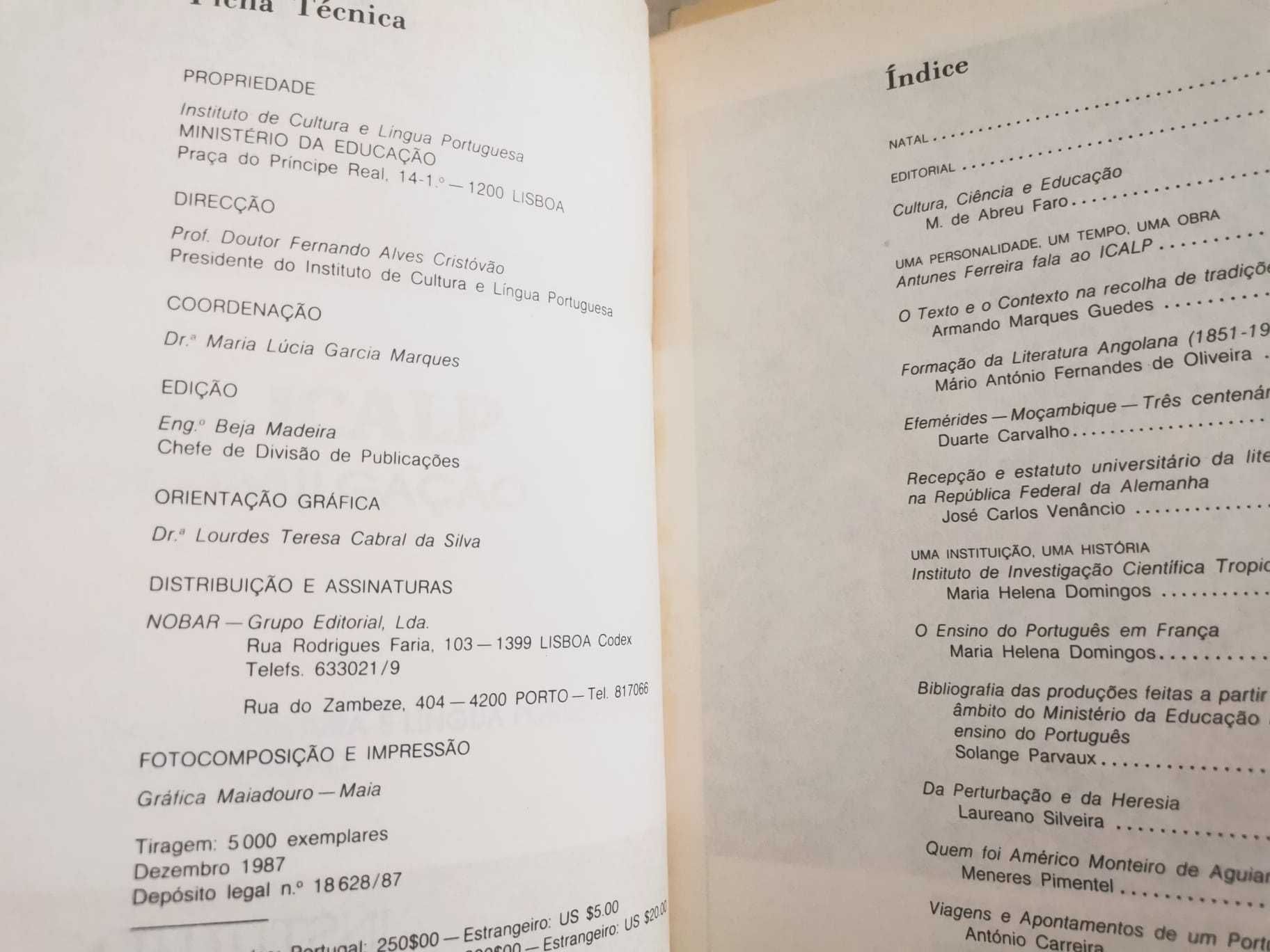 Revistas ICALP – Instituto de Cultura e Língua Portuguesa N.ºs 9 e 10