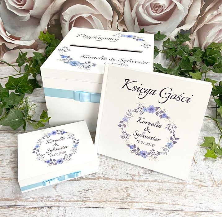 Zestaw pudełko na obrączki, koperty, księga gości grafika U114-116