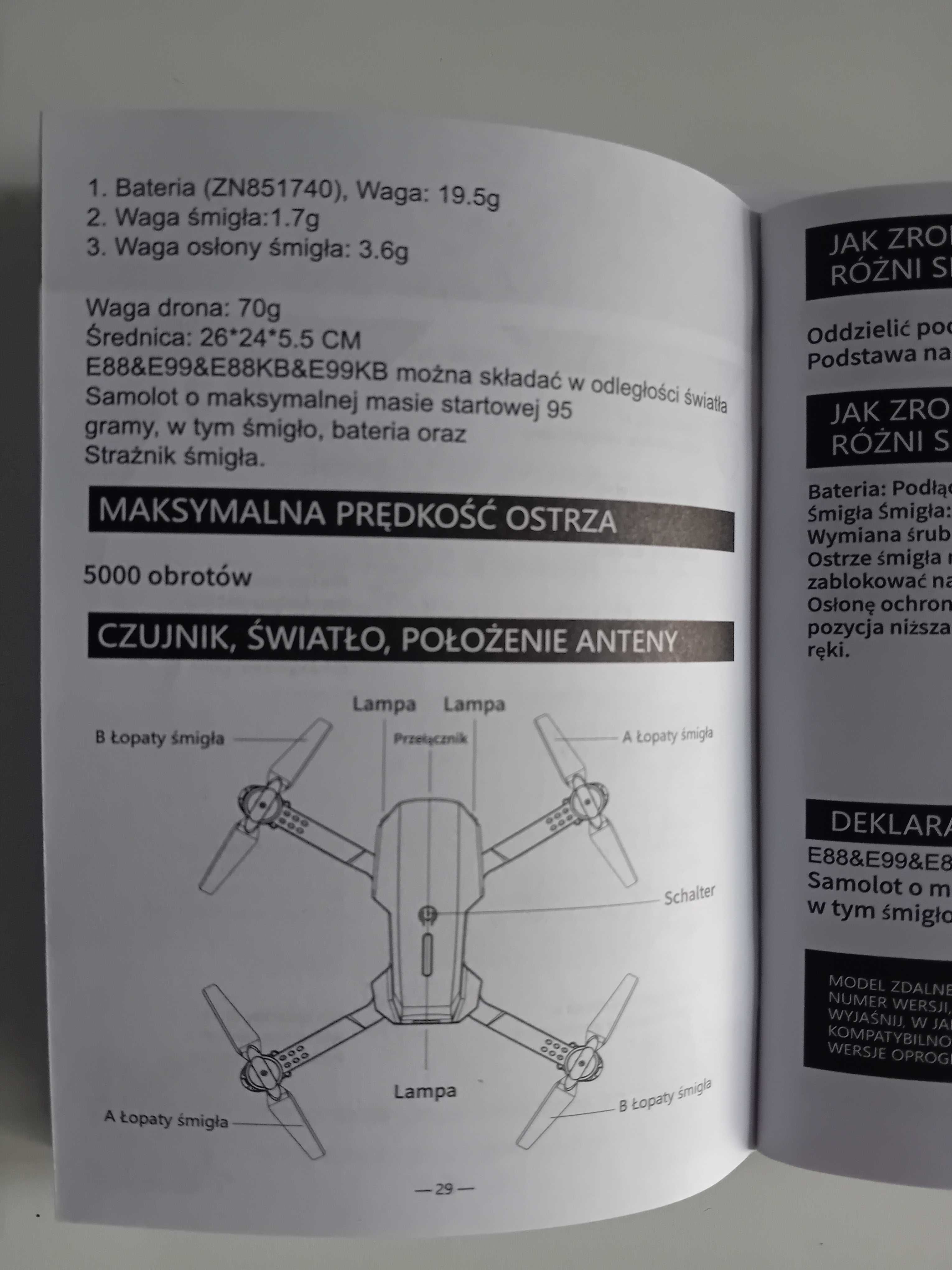 Dron E 88 Pro , kamera 4K  , żyroskop,  Nowy