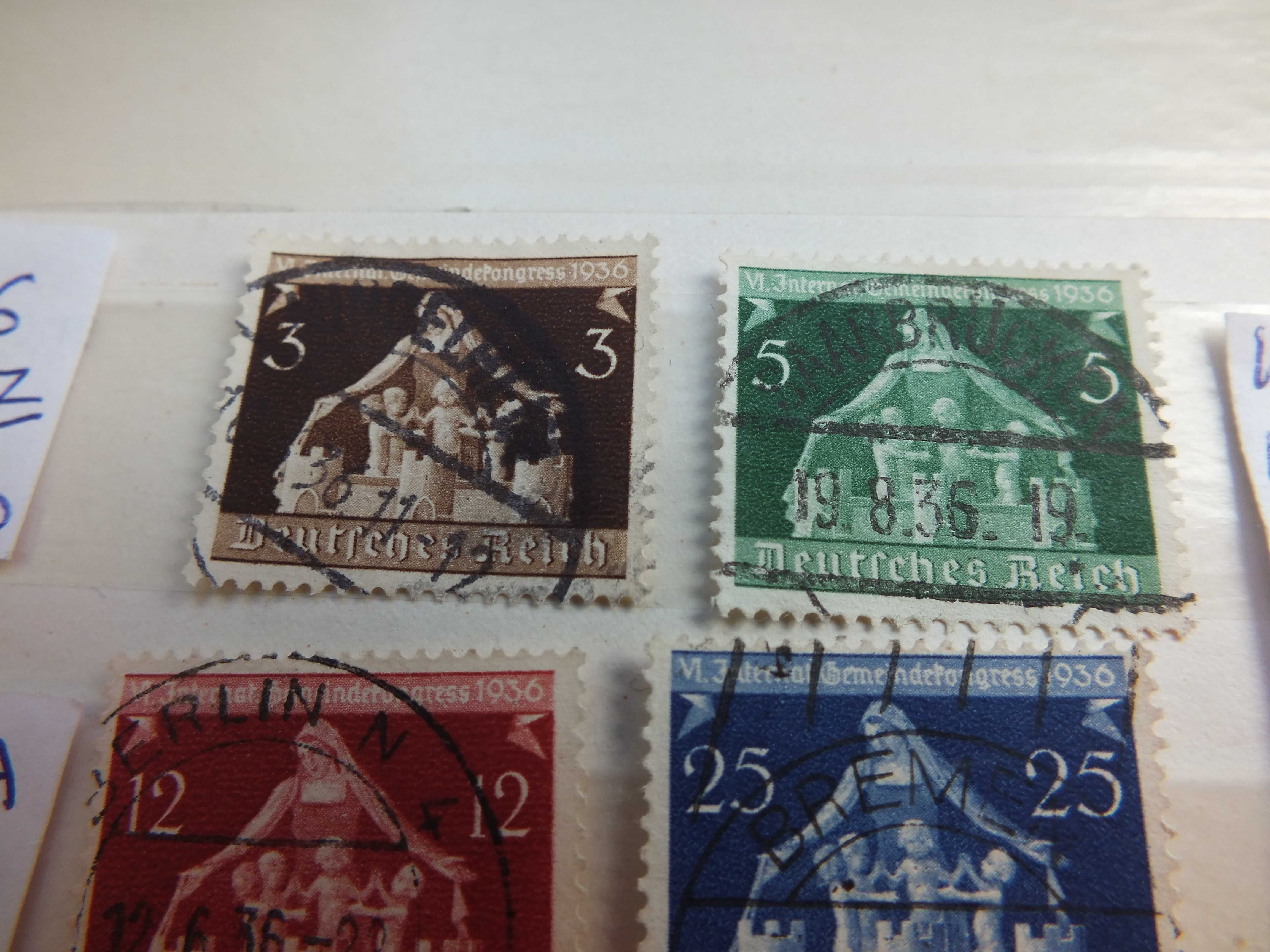 4szt. znaczki seria Mi617 Niemcy 1936r. Rzesza KONGRES kasownik pełny