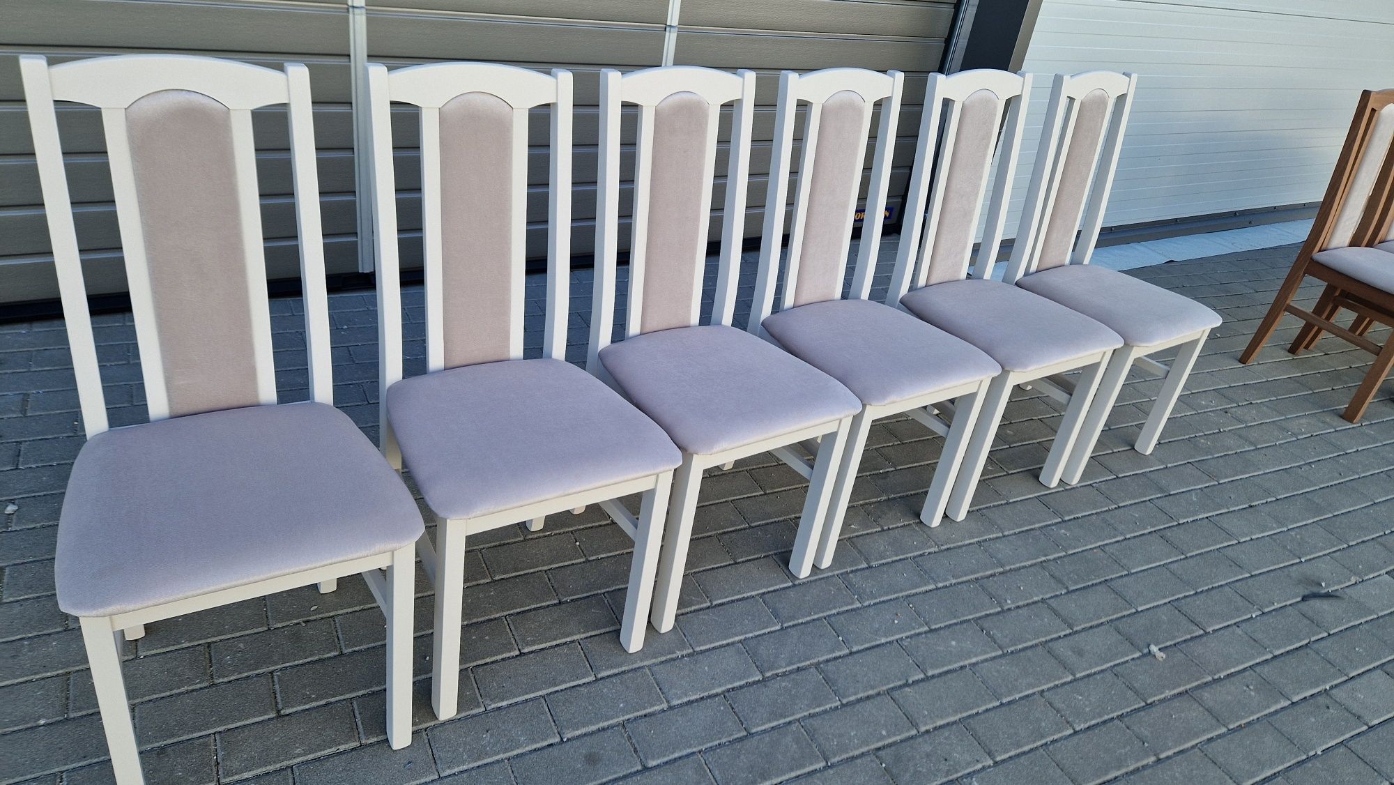 Nowe: Stół 80x140/180 + 6 krzeseł, KASZMIR + LATTE, transPL