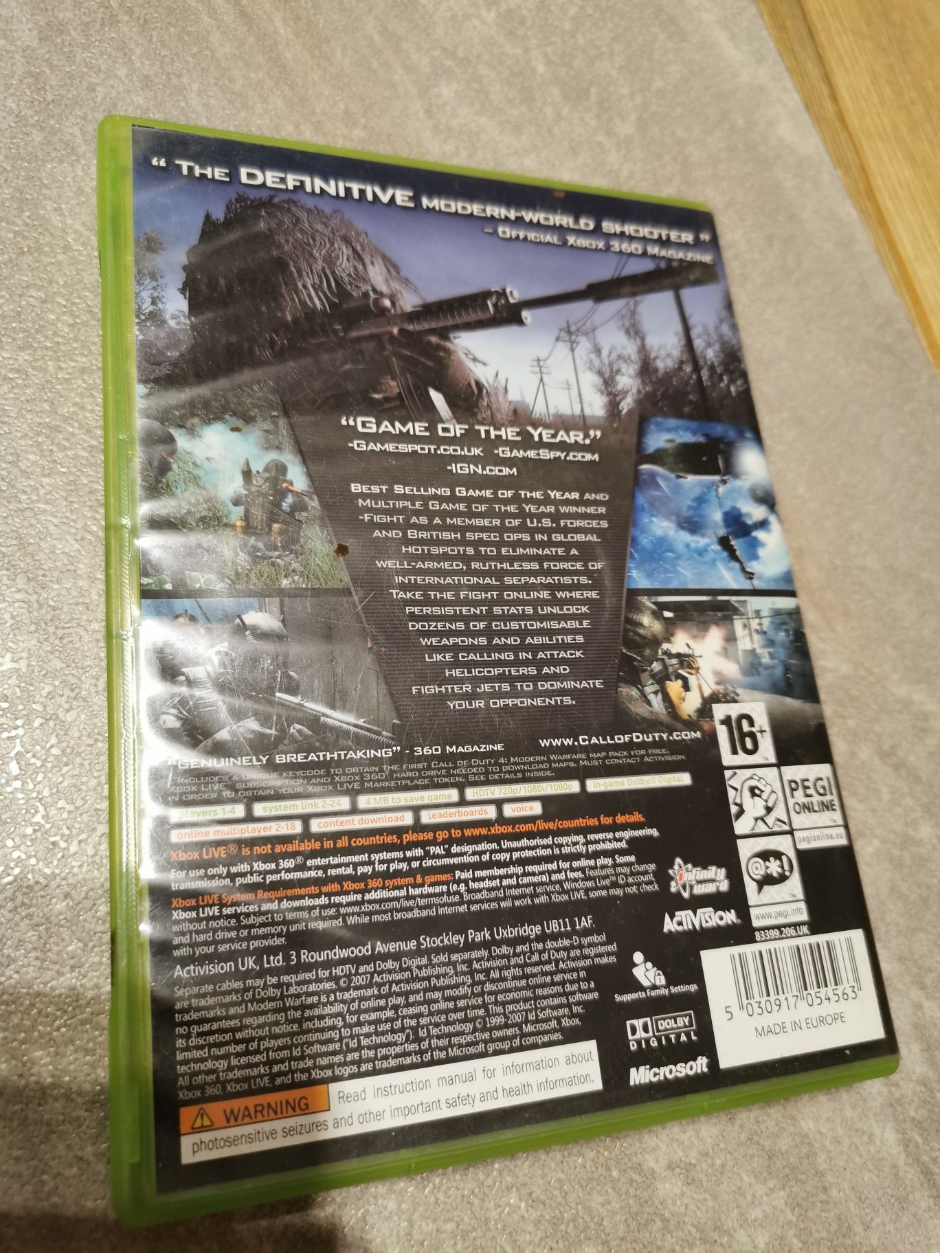 Gra na konsolę Xbox 360 call of duty 4 modern warfare