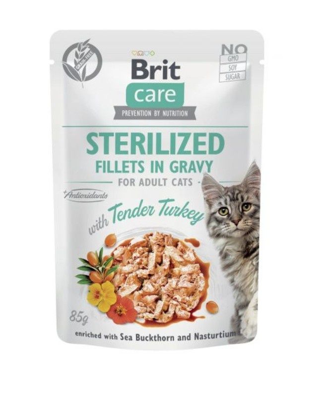 Brit Care Cat Sterilized filet w sosie kurczak I indyk 10x85g