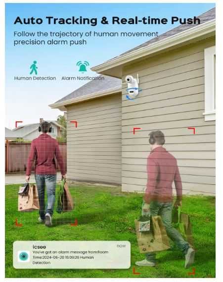 Podwójna kamera WiFi 360 stopni, śledzenie ruchu, 2x3MP, IP66