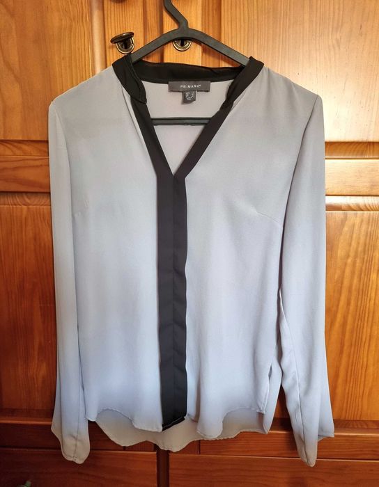Blusa cinzenta e preta Primark, tamanho 32